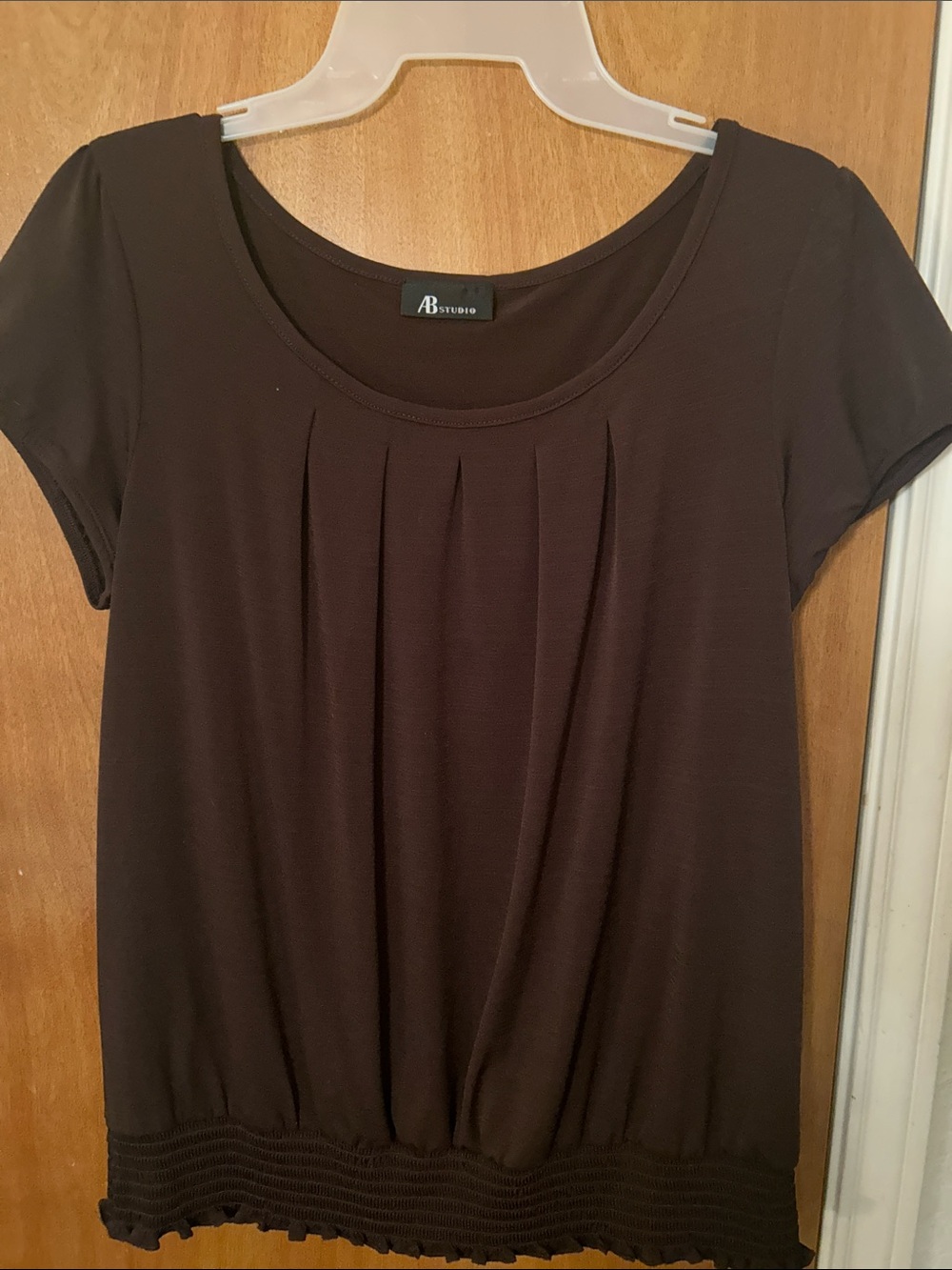 AB Studio Dark Brown Short-Sleeve blouse L